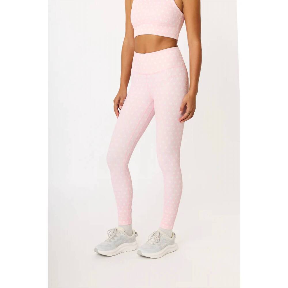 NEW CREAM YOGA nancy ribbed leggings in blush print